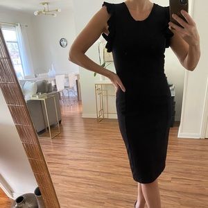 Michael kors- black ruffle sleeve midi dress size XS